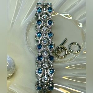 BT1 5.6CT Natural London and Sky Blue Topaz Bracelet Rhodium plated over S925
